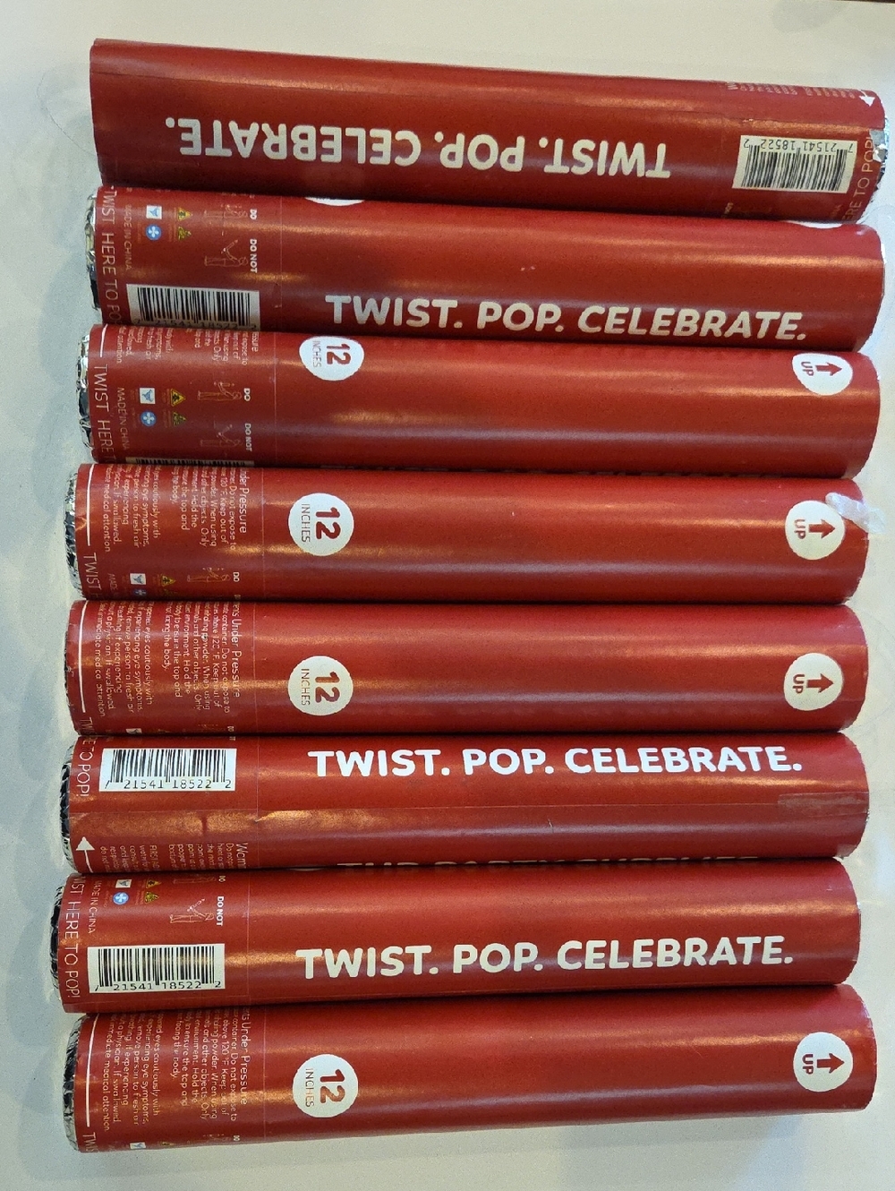 Pink GENDER Reveal Twist. Pop. Celebrate. Party Smoke Poppers - Pack of 8